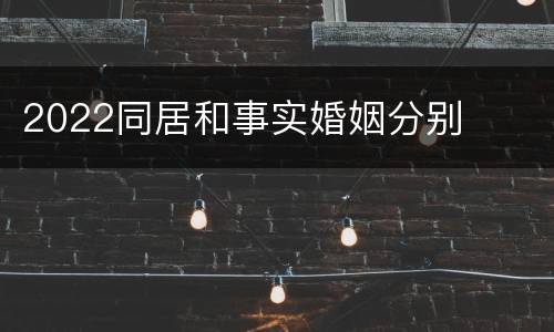 2022同居和事实婚姻分别
