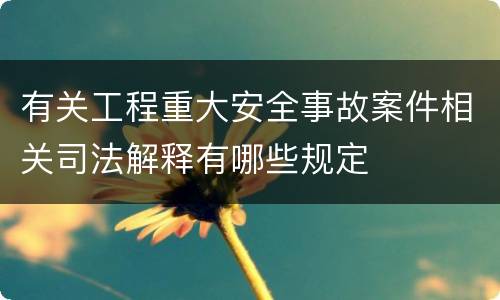有关工程重大安全事故案件相关司法解释有哪些规定