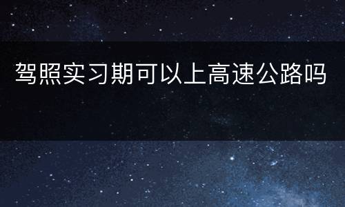 驾照实习期可以上高速公路吗