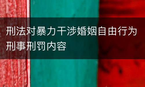 刑法对暴力干涉婚姻自由行为刑事刑罚内容