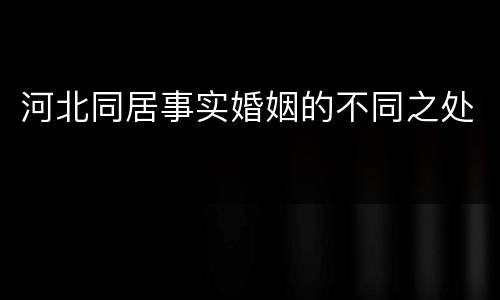 河北同居事实婚姻的不同之处