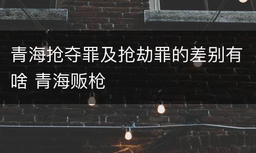 青海抢夺罪及抢劫罪的差别有啥 青海贩枪