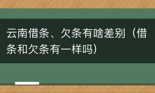 云南借条、欠条有啥差别（借条和欠条有一样吗）