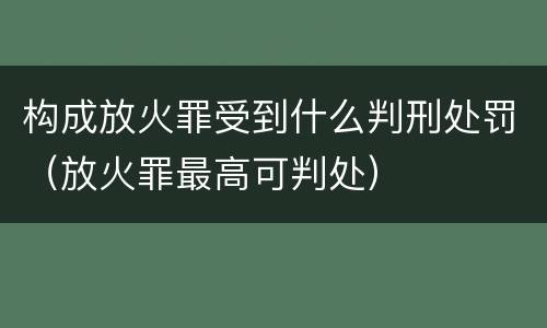 构成放火罪受到什么判刑处罚（放火罪最高可判处）