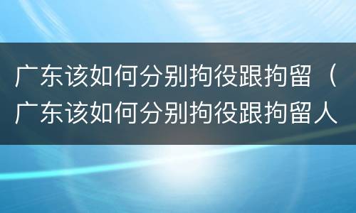 广东该如何分别拘役跟拘留（广东该如何分别拘役跟拘留人）