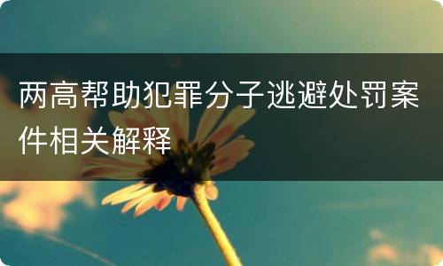 两高帮助犯罪分子逃避处罚案件相关解释