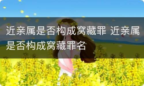 近亲属是否构成窝藏罪 近亲属是否构成窝藏罪名