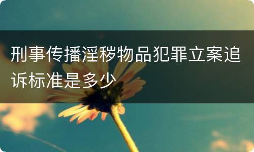 刑事传播淫秽物品犯罪立案追诉标准是多少