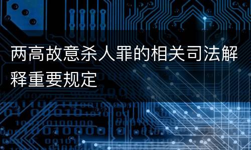 两高故意杀人罪的相关司法解释重要规定