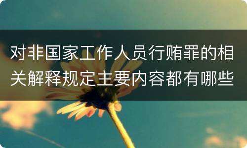对非国家工作人员行贿罪的相关解释规定主要内容都有哪些