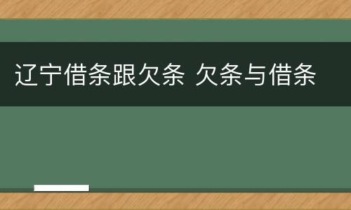 辽宁借条跟欠条 欠条与借条