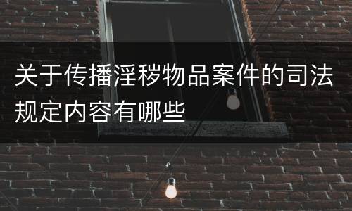 关于传播淫秽物品案件的司法规定内容有哪些
