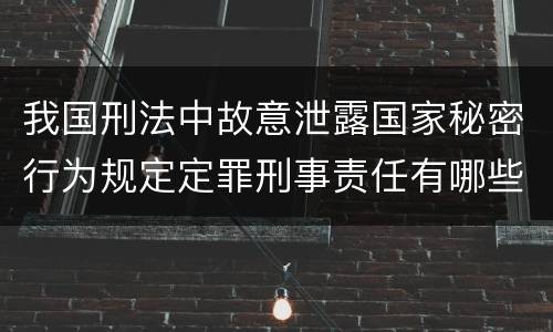 我国刑法中故意泄露国家秘密行为规定定罪刑事责任有哪些