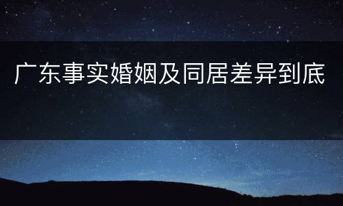 广东事实婚姻及同居差异到底