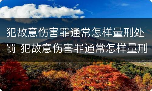 犯故意伤害罪通常怎样量刑处罚 犯故意伤害罪通常怎样量刑处罚最轻