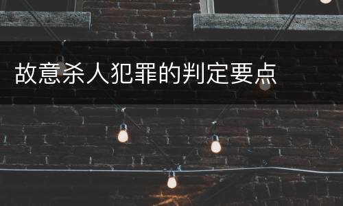 故意杀人犯罪的判定要点
