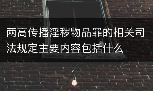 两高传播淫秽物品罪的相关司法规定主要内容包括什么