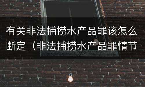 有关非法捕捞水产品罪该怎么断定（非法捕捞水产品罪情节严重标准）