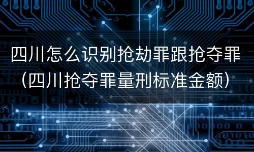 四川怎么识别抢劫罪跟抢夺罪（四川抢夺罪量刑标准金额）
