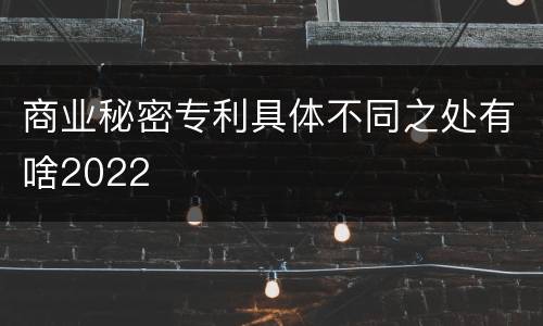 商业秘密专利具体不同之处有啥2022