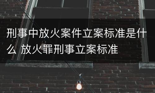 刑事中放火案件立案标准是什么 放火罪刑事立案标准