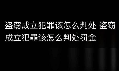 盗窃成立犯罪该怎么判处 盗窃成立犯罪该怎么判处罚金