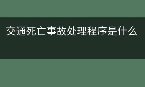 交通死亡事故处理程序是什么