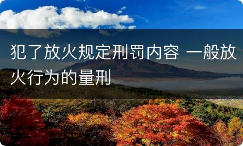 犯了放火规定刑罚内容 一般放火行为的量刑