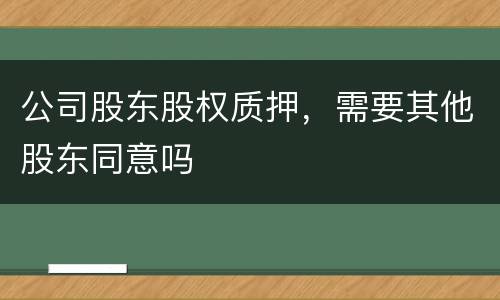 公司股东股权质押，需要其他股东同意吗
