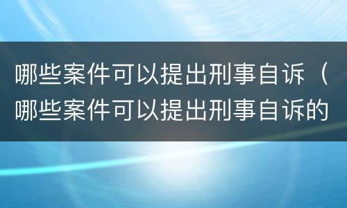 哪些案件可以提出刑事自诉（哪些案件可以提出刑事自诉的条件）