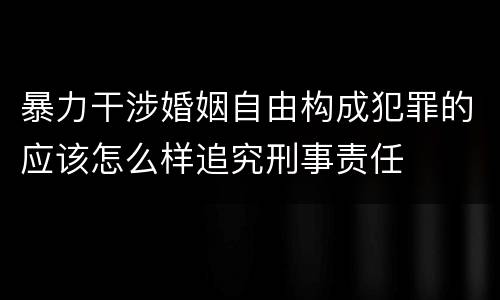 暴力干涉婚姻自由构成犯罪的应该怎么样追究刑事责任