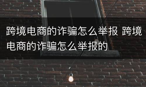 跨境电商的诈骗怎么举报 跨境电商的诈骗怎么举报的