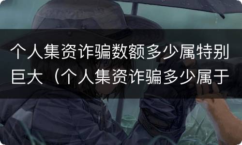 个人集资诈骗数额多少属特别巨大（个人集资诈骗多少属于特别巨大）