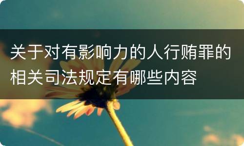 关于对有影响力的人行贿罪的相关司法规定有哪些内容