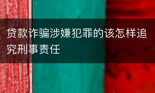 贷款诈骗涉嫌犯罪的该怎样追究刑事责任