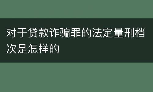 对于贷款诈骗罪的法定量刑档次是怎样的