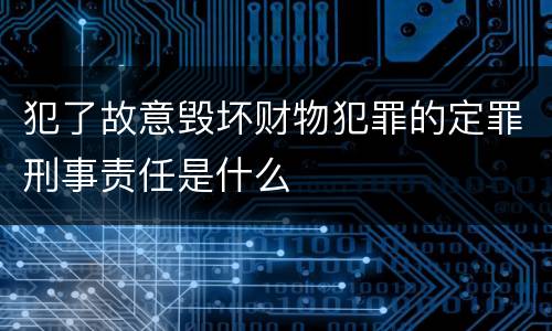 犯了故意毁坏财物犯罪的定罪刑事责任是什么