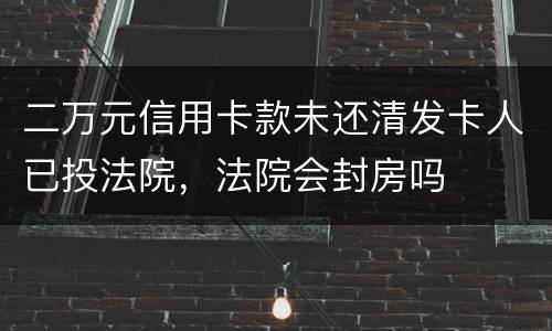 二万元信用卡款未还清发卡人已投法院，法院会封房吗
