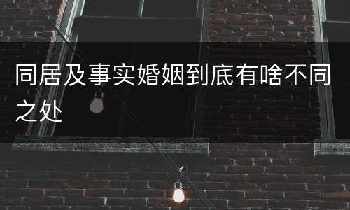 同居及事实婚姻到底有啥不同之处