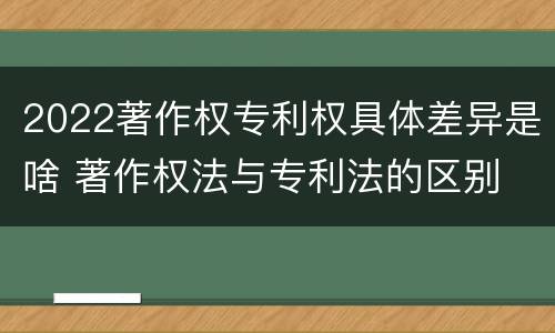 2022著作权专利权具体差异是啥 著作权法与专利法的区别