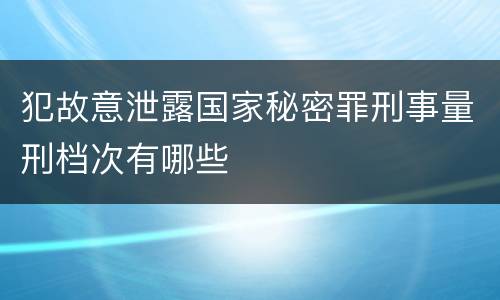 犯故意泄露国家秘密罪刑事量刑档次有哪些