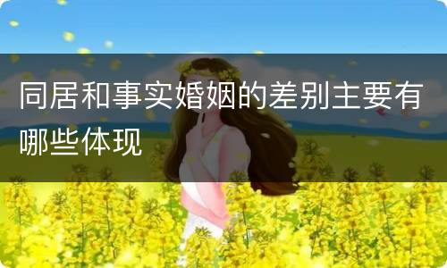 同居和事实婚姻的差别主要有哪些体现