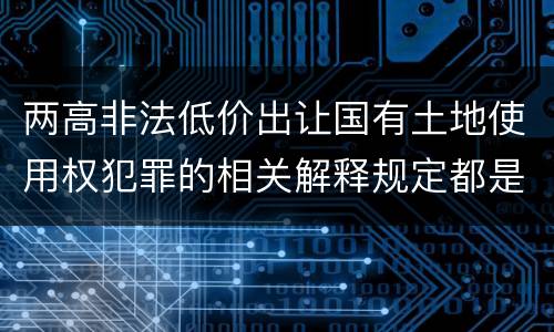 两高非法低价出让国有土地使用权犯罪的相关解释规定都是什么