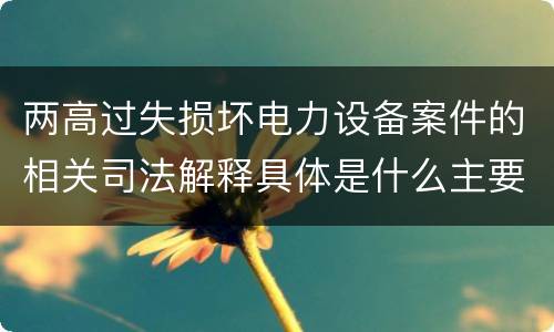 两高过失损坏电力设备案件的相关司法解释具体是什么主要规定