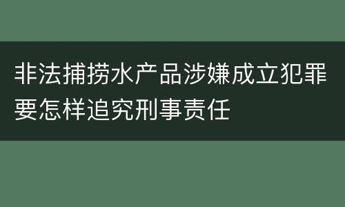 非法捕捞水产品涉嫌成立犯罪要怎样追究刑事责任