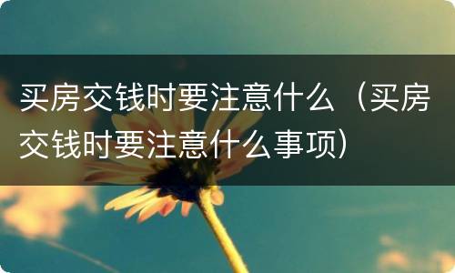 买房交钱时要注意什么（买房交钱时要注意什么事项）