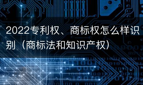 2022专利权、商标权怎么样识别（商标法和知识产权）