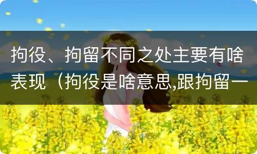拘役、拘留不同之处主要有啥表现（拘役是啥意思,跟拘留一样吗）