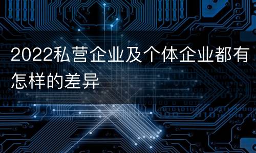 2022私营企业及个体企业都有怎样的差异