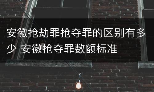 安徽抢劫罪抢夺罪的区别有多少 安徽抢夺罪数额标准